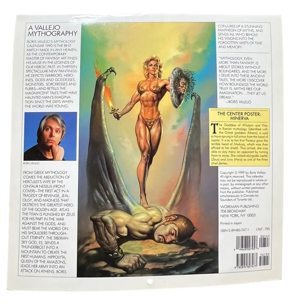 Vintage 1990 Boris Vallejo Mythology Calendar Unused same dates again in 2029